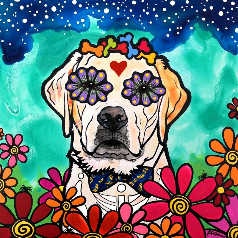 Yellow Lab (Sugar Skull) by Robin Arthur