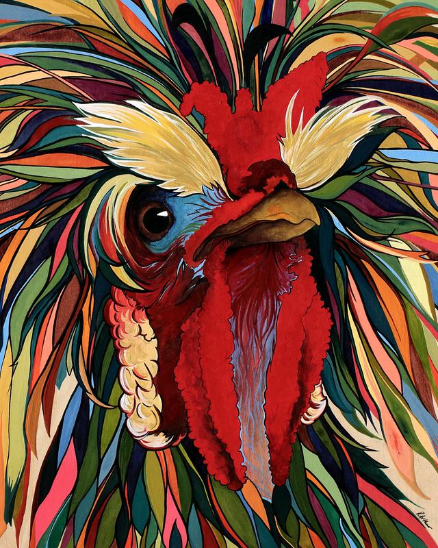 Brightly Colored Polish Rooster/Chicken